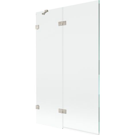Paravento vasca da bagno Mexen Lunar a 2 ante lato sinistro 110 x 150 cm, trasparente, nichel spazzolato - 897-110-100-97-00-L