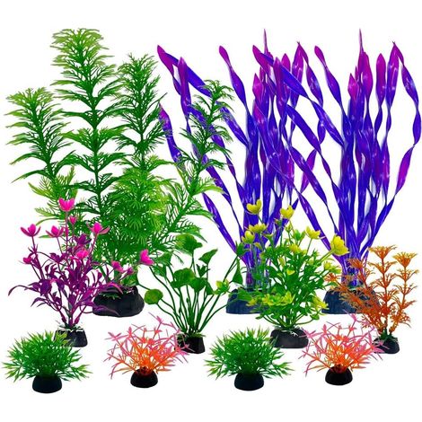 11 Pièces Plantes Artificielles pour Aquarium et Terrarium, Décoration Aquatique et Réptilienne-AUTRES (1/3)