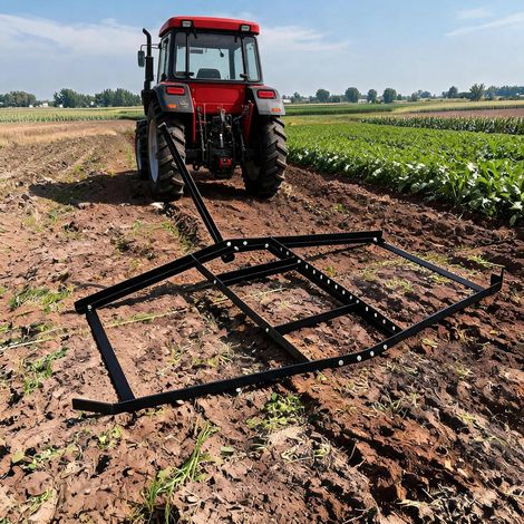 Herse Niveleuse à Tirer pour Tracteur ATV UTV, Râteau de Nivellement Acier