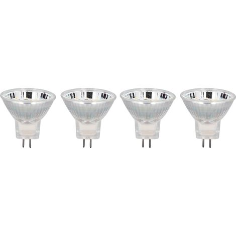 Lot de 4 ampoules LED MR11 12 LED 2 W 300 lm, culot à double broche, blanc chaud 3000 K, pour éclairage d'extérieur (1/5)