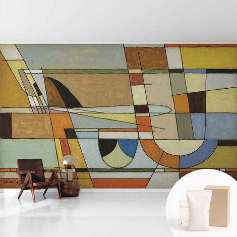 Papier peint intissé mural avec imprimé motifs décoratifs - style contemporain - Colle incluse gratuite Harmonie géométrique 416x254 cm (1/5)