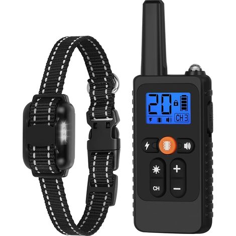 Collier de Dressage pour Chiens, Collier Électrique Chien avec, 4 Mode de Formation Bip Vibration Choc, Portée de 800m avec Verrouillage de Sécurité pour Petit Grand Chien (Noir) (1/5)