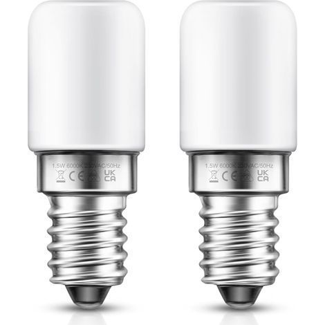 Lot de 2 Lampe E14 LED Ampoule pour Réfrigérateur / 1.5 W - Puissance équivalente à une Lampe de 15 Watt,Blanc Froid - 6000K [Classe énergétique F] (1/5)