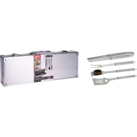 Set utensili barbecue Progarden acciaio inox 4 pezzi