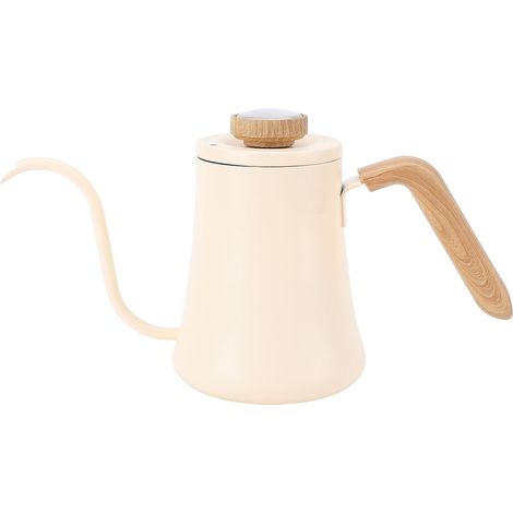 Bouilloire à café 600ML 304 en acier inoxydable à long bec col de cygne goutte à goutte avec poignée anti-brûlure couvercle thermomètre pour la cuisine à domicile