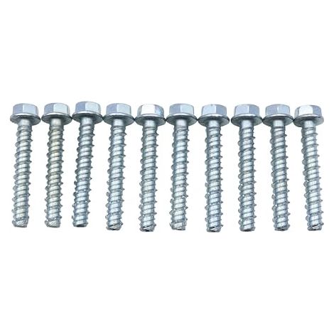 Lot de 10 vis à béton M10 x 75 mm, tête hexagonale galvanisée avec rondelle, sans chevilles pour maçonnerie, industrie architecturale (1/5)