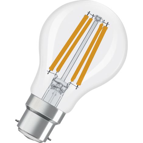 OSRAM Lampe LED Superstar forme d'ampoule A60 filament dimmable, 2700 K blanc chaud, 5,9 W, B22d, claire, 806 lm, pour plafonniers et lampadaires, 15 000 h (1/4)