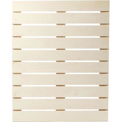 Panneau de lattes en bois clair, monté avec des supports pour suspension aussi bien verticale et horizontale. réf 56121