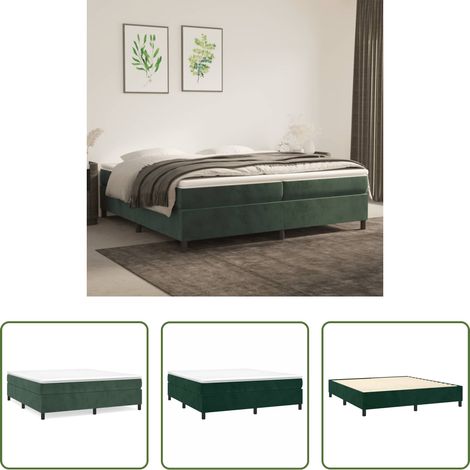 vidaXL Boxspringbett -  Boxspringbettgestell Dunkelgrün 200x200 cm Samt (1/5)