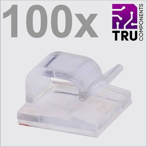 TRU COMPONENTS T24CA019 Clip fermacavi autoadesivo TC-12888432 Intervallo Ø fascio 1 fino a 7 mm Trasparente 100 pz.