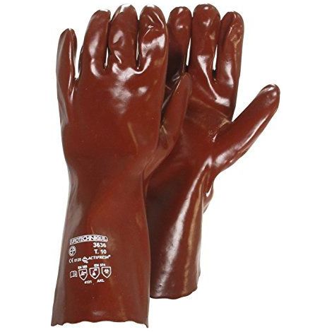 Gants de protection chimique PVC taille L – Normes EN420, EN388, EN374 – Protection contre acides et produits chimiques (1/2)