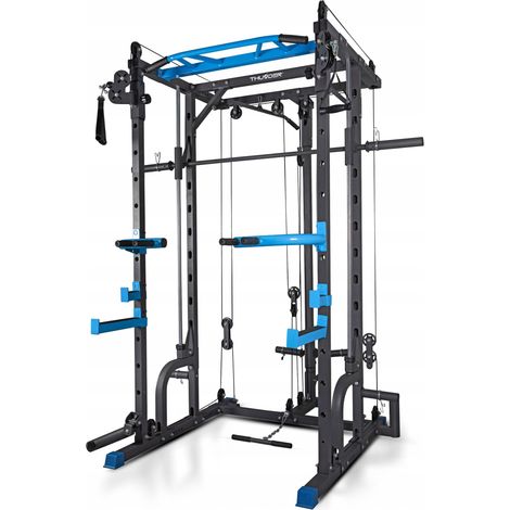 THUNDER SLIDE Smith Machine Power Rack Trainingsstation mit Kabelzug und Klimmzugstange 250 kg (1/5)