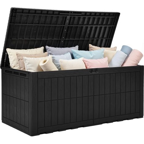 833L Grande Boîte de Rangement pour Jardin Extérieur, Boîte en Résine Étanche avec Serrure et Piston Hydraulique, Siège de Canapé 3 Places pour Coussins de Patio et Outils de Jardinage (1/5)