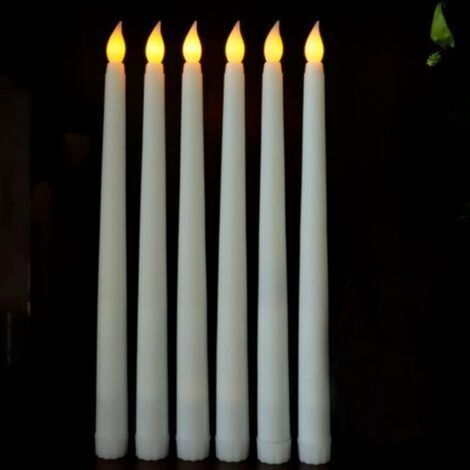 Bougies LED Bougies coniques, Bougies sans flamme, Bougies à piles, Bougies longues LED Lot de 6 (1/4)