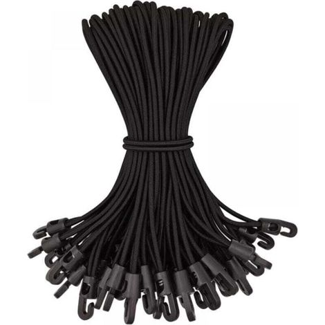 FOGCITY – Lot de 50 tendeurs élastiques 25 cm – Caoutchouc haute qualité – Crochets en plastique – Résistants aux intempéries et à la corrosion (1/4)