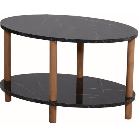 Tavolino ovale 43 x 70 x 44 cm marmo nero 030008481
