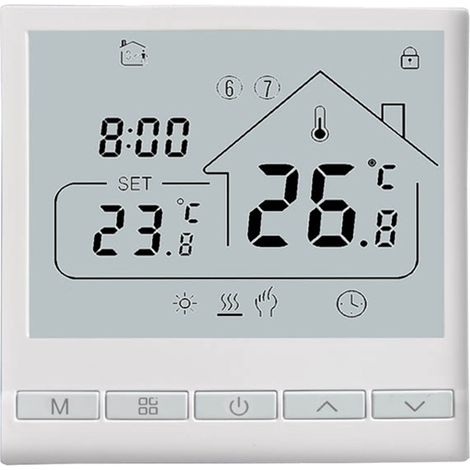 Programmierbarer Smart-Thermostat 5+2 A für Warmwasserbereitung, einfache Installation, LCD-Display, intelligenter Temperaturregler, digitaler Thermostat für Büro/Zuhause