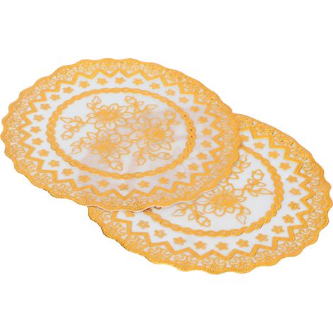2 goldene Tischsets (20 x 20 cm), Set mit 2 Untersetzern und Bechern, Accessoires für Hochzeitsfeiern (1/5)