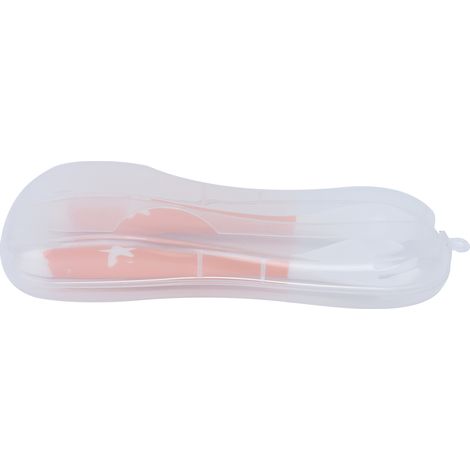 Ensemble de Cuillères et Fourchettes Bébé, Ustensiles d'Alimentation Flexibles pour Enfants, Couverts d'Entraînement Facile à Saisir Orange (1/5)
