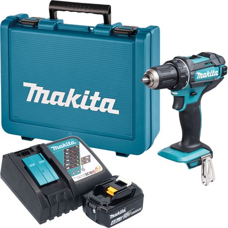 Taladro atornillador a batería Makita DDF 482 RM1E de 18 V y 62 Nm + 1 batería de 4,0 Ah + cargador + maletín (1/5)