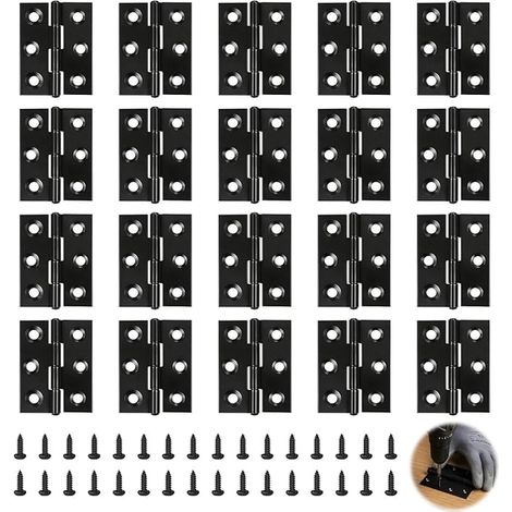 Scharniere Klappbar, Charnières Inox Noires 44 × 31 Mm Avec 120 Vis, Petite Charnière Porte Et Placard En Acier Inoxydable, Charnière Meuble Pour Fenêtre, Armoire Et Boîte (1/5)