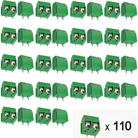 PCB Vis Connecteur Bornier à Souder de Circuit Imprimé Pin 110 Pièces 2 Broches 5mm Vert (1/4)