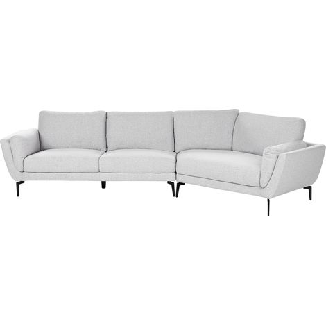 Sofá 3 plazas tela estilo minimalista respaldo acolchado chaise gris claro Kansseli (1/5)
