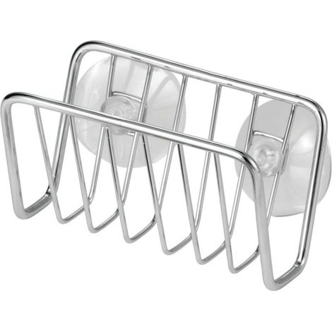 Metallener Küchenspülen-Organizer – Kleiner Halter für Schwamm, Seife und Spülschwamm – Schnelltrocknender, offener Metallkorb mit starkem Saugnapf – Verchromt