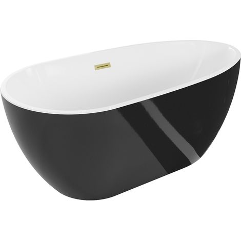 Baignoire Mexen Eos indépendante 170 x 75 cm, blanche/noire, évacuation en or brossé - 52471707575-55 (1/5)