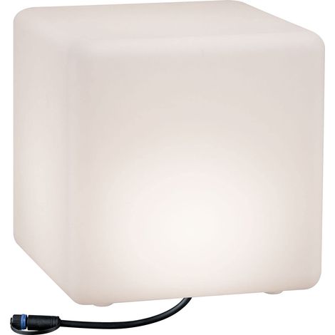 Paulmann Plug & Shine 94181 Decorativa Cubo Lampada Esterno Terassen, Plastica, 65 W, Bianco, 30 x 30 x 30 cm 7 W, 30 x 30 x 30 cm (1/5)