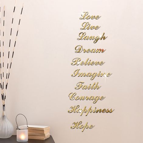 Autocollant mural lettre anglaise acrylique adhésif miroir argenté or déco salon escalier 20x17cm env. 123-129g lot de 1 (1/5)