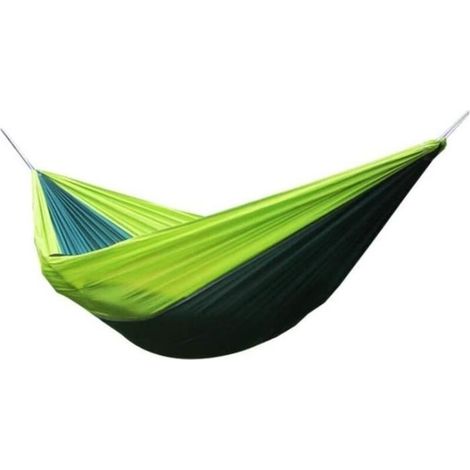 Hamac de camping pour extérieur - Vert - Tissu épais - 250 x 140 cm