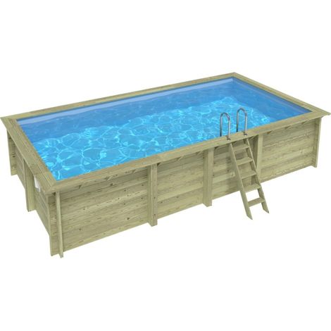 Piscine en bois Aqua 7x3,75 - H.1,45 m cadre en métal, sans dalle béton