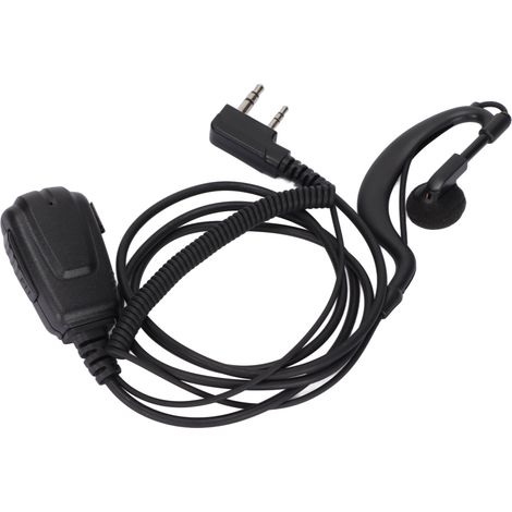 Écouteur pour talkie-walkie Kenwood, avec prise 2 broches, son clair, câble spiralé et microphone PTT intégré. Compatible avec les radios bidirectionnelles Kenwood. (1/5)
