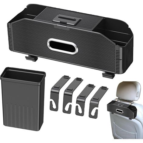 Organisateur de siège arrière de voiture, boîte de rangement portable pour dossier de siège, organisateur de siège arrière de voiture, organisateur de rangement multifonctionnel pour appui-tête, (1/5)