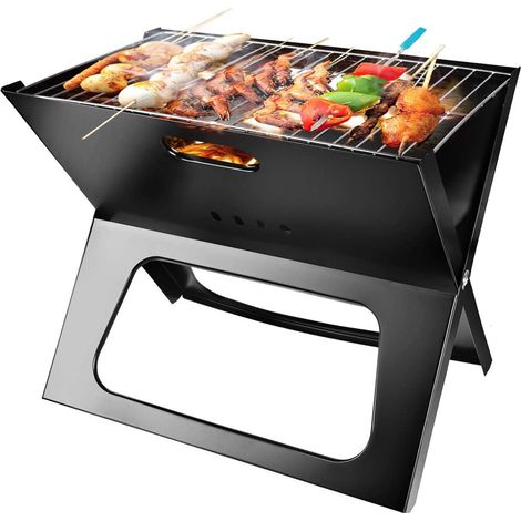 Tragbarer Holzkohlegrill, faltbarer, platzsparender Grill, großer Kochbereich und Grillkapazität für Camping, Reisen, Garten, Outdoor, 48 cm x 31 cm x 40 cm