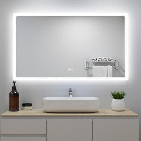 LED Bathroom Mirror with LED Lights , Demister Touch Sensor Wall Mounted - 1200x700mm Bluetooth+Dimmable 3 Light Colour