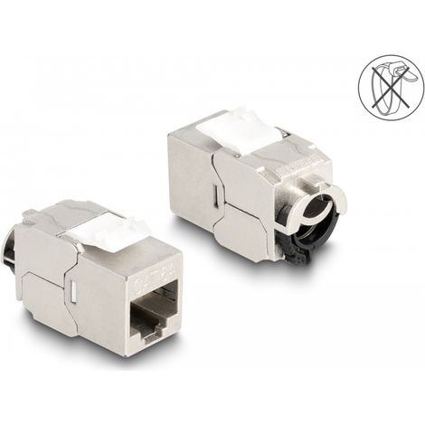 Delock MÃ³dulo Keystone RJ45 hembra a LSA Cat.6A STP con clip de bloqueo y cable sin bridas