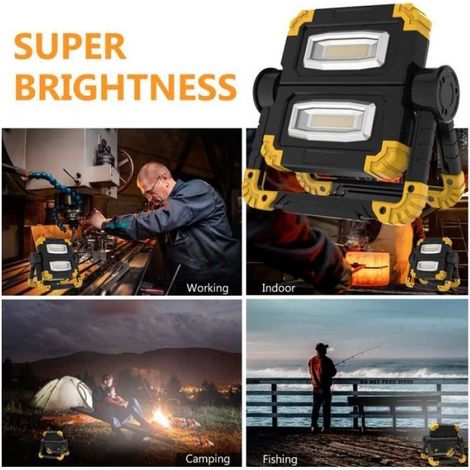 Projecteur Chantier LED Rechargeable USB Lampe de Travail Lumières d'urgence pour Atelier Garage Terrasse Jardin Camping (1/4)