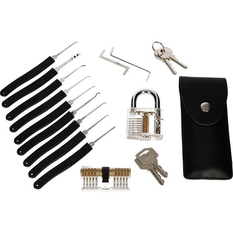 KOTARBAU Kit crochetage 20 pièces. Jeu de crochets Cylindre profilé Serrure didactique Serrure didactique Clé Outil de déverrouillage pour s'entraîner à l'ouverture de serrure d'urgence (1/5)