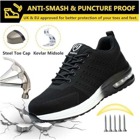 Chaussures de Sécurité Hommes Femmes Légère Basket Securite Confortable Antidérapante Chaussures de Travail Respirantes 38
