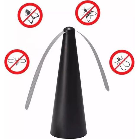Ventilateur anti-mouches automatique domestique pour éliminer les insectes, les moustiques et les mouches, alimenté par batterie, noir (1/4)
