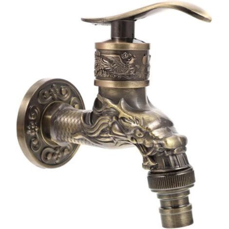 Robinet mural vintage, robinet en laiton antique, robinet de jardin ancien, robinet mural en alliage de zinc sculpté d'un dragon, robinet d'eau froide mural, robinet pour lave-linge, pour la maison, l (1/5)