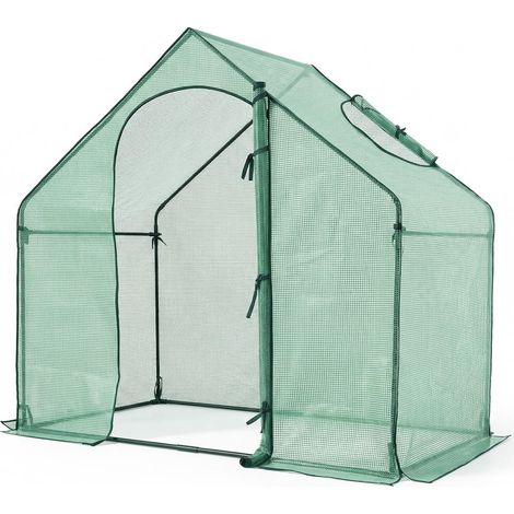 Serre de jardin adossée pour cultiver légumes bâche PE porte zippée 180x100x168 cm pour balcon et terrasse (1/2)