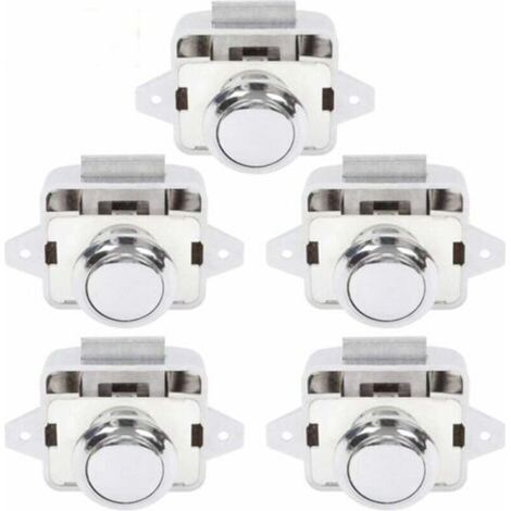 Bouton Poussoir Camping Car - Serrure Loquet Porte Fermeture Placard Bouton pour RV caravane de moteur 5 pièces Argent--TRIMEC