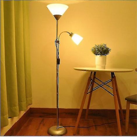 Lampadaire double tête réglable, lampe de table verticale pour salon ou bureau, lampe de chevet LED (noir) (1/5)