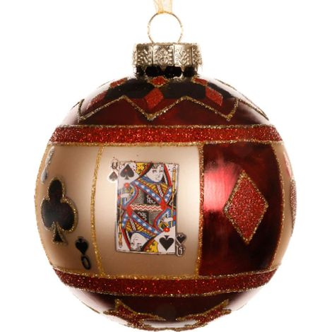 Weihnachtskugel Spielkarten Rot Ø 8 cm - Glas