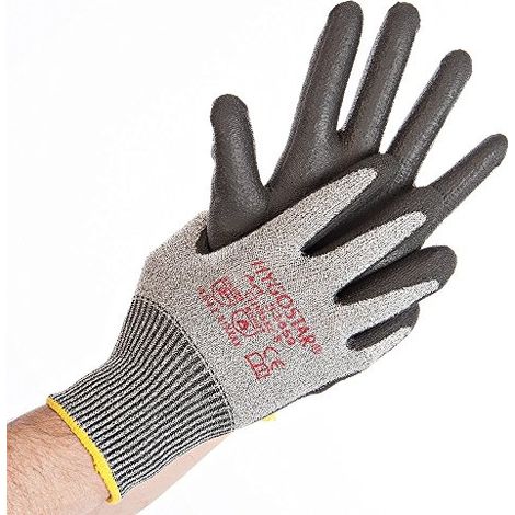 FRANZ MENSCH HYGOSTAR CUT SAFE TOUCH GANTS DE PROTECTION ANTI-COUPURES POUR ÉCRAN TACTILE GRIS CAT 5 REVÊTEMENT PU NOIR TAILLE X