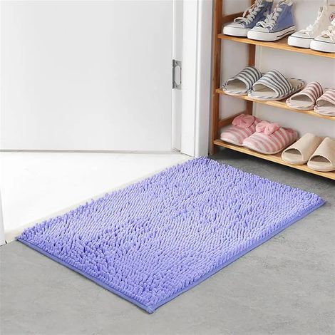 Tapis Bain - Microfibre Chenille - Antidérapant TPR - Pour Salle De Bain Cuisine Couloir Chambre Salon - 60 x 90 cm - Violet