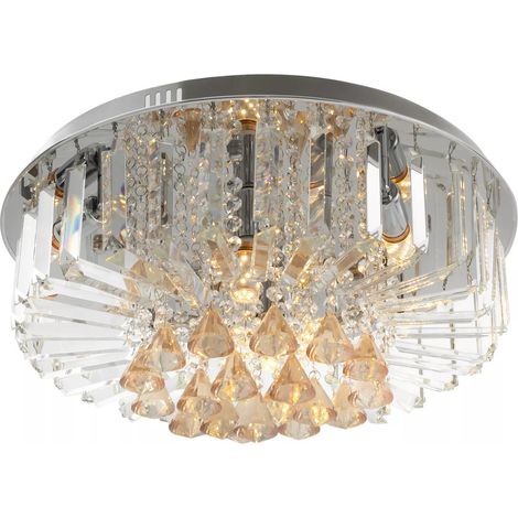 Beautiful Chandelier Pendant Lamp Modern Round E14 Crystal Dimmable Led Ceiling Light With Remote Control, Large Luxury Flush Mount Ceiling Light,Clear (50cm) (1/5)